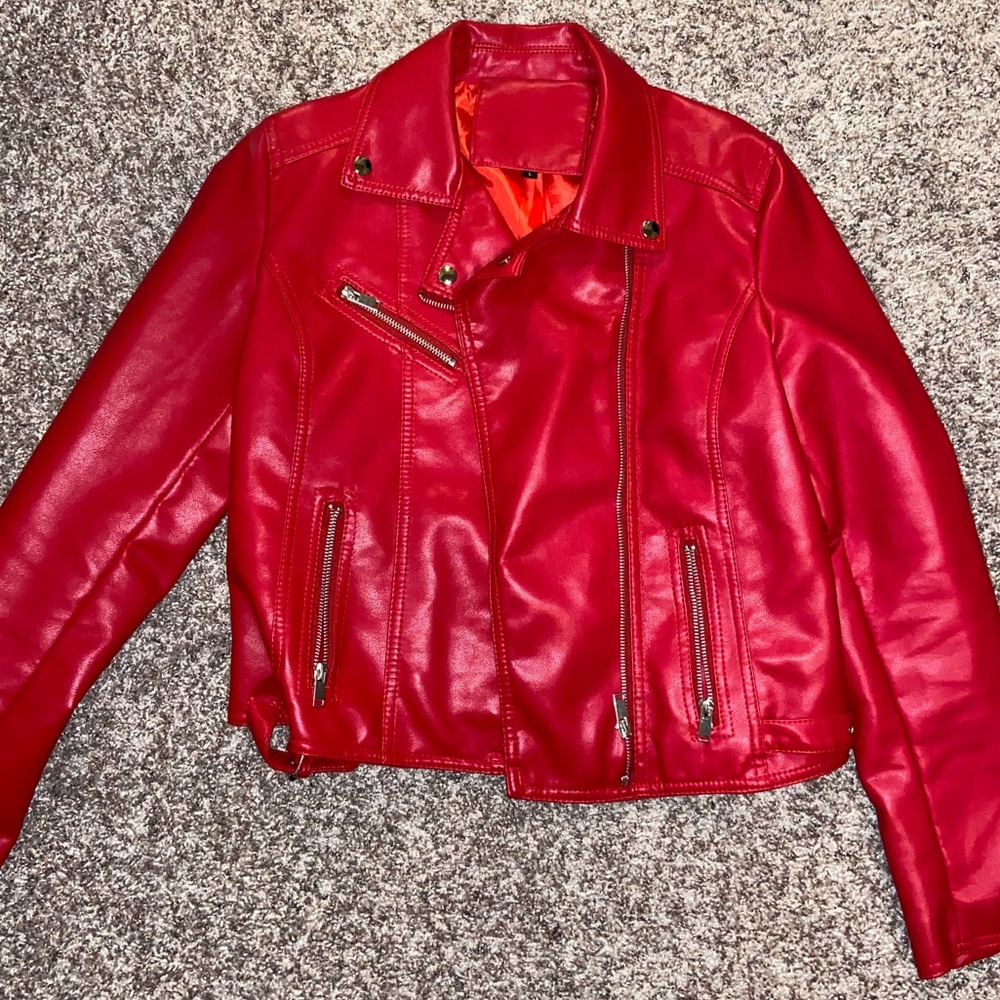 Red leather jacket